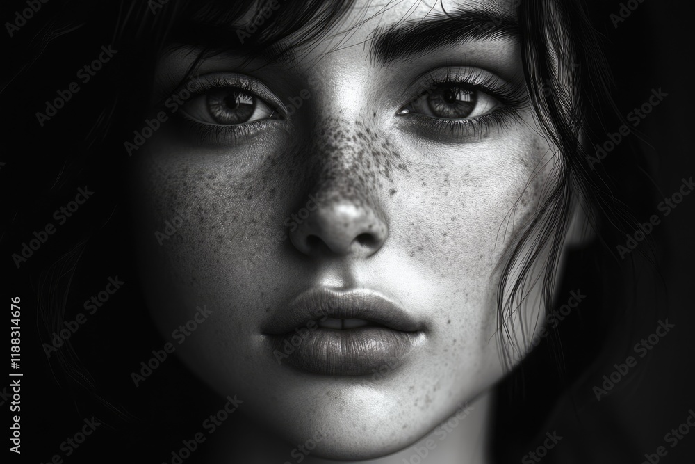 Beautiful girl in high contrast black and white portrait. Beautiful girl in high contrast black and white portrait.