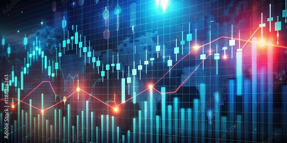 Glowing forex chart background with market trends, market analysis Glowing forex chart background with market trends, market analysis