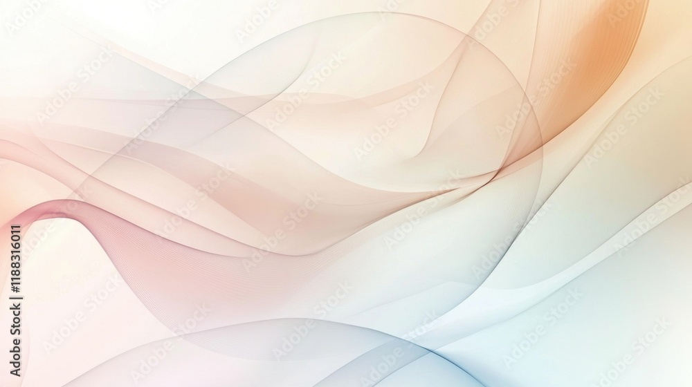 Fototapeta premium Soft Flowing Pastels, minimalist abstract design featuring gentle curves in soothing muted colors, perfect for modern digital spaces.