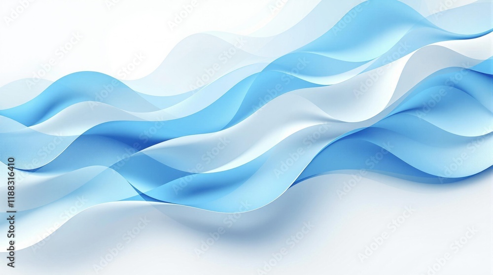 Naklejka premium Abstract blue and white flowing waves background with smooth fluid shapes
