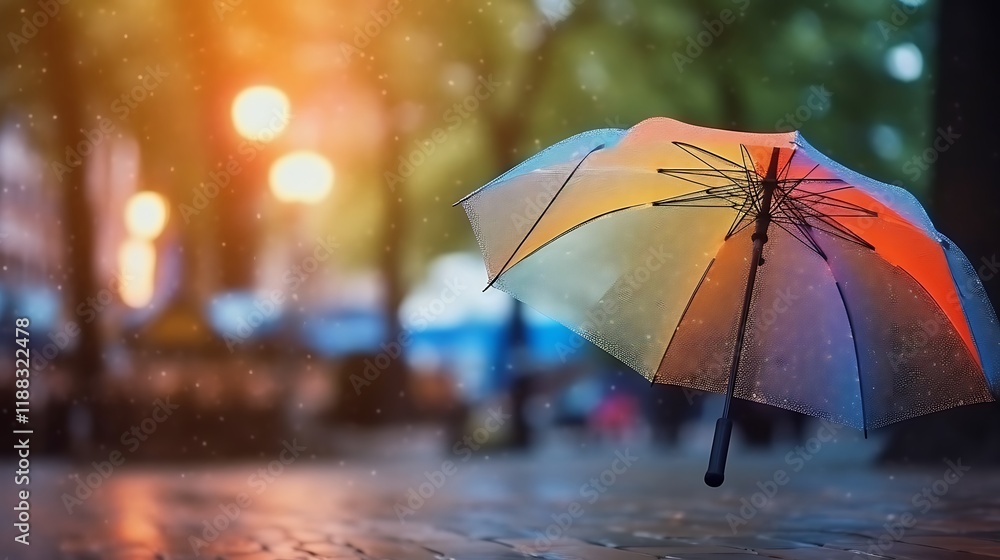 custom made wallpaper toronto digitalColorful Umbrella Suspended Over Wet City Street