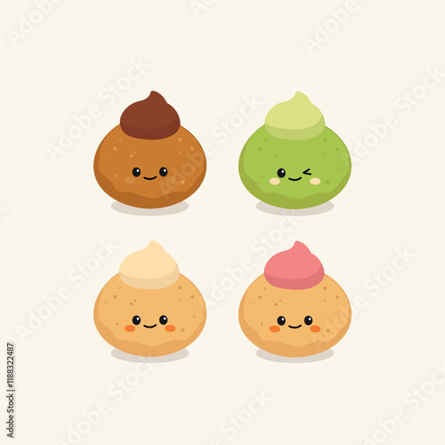 Cute Hand Drawn Colorful Choux Character Illustration