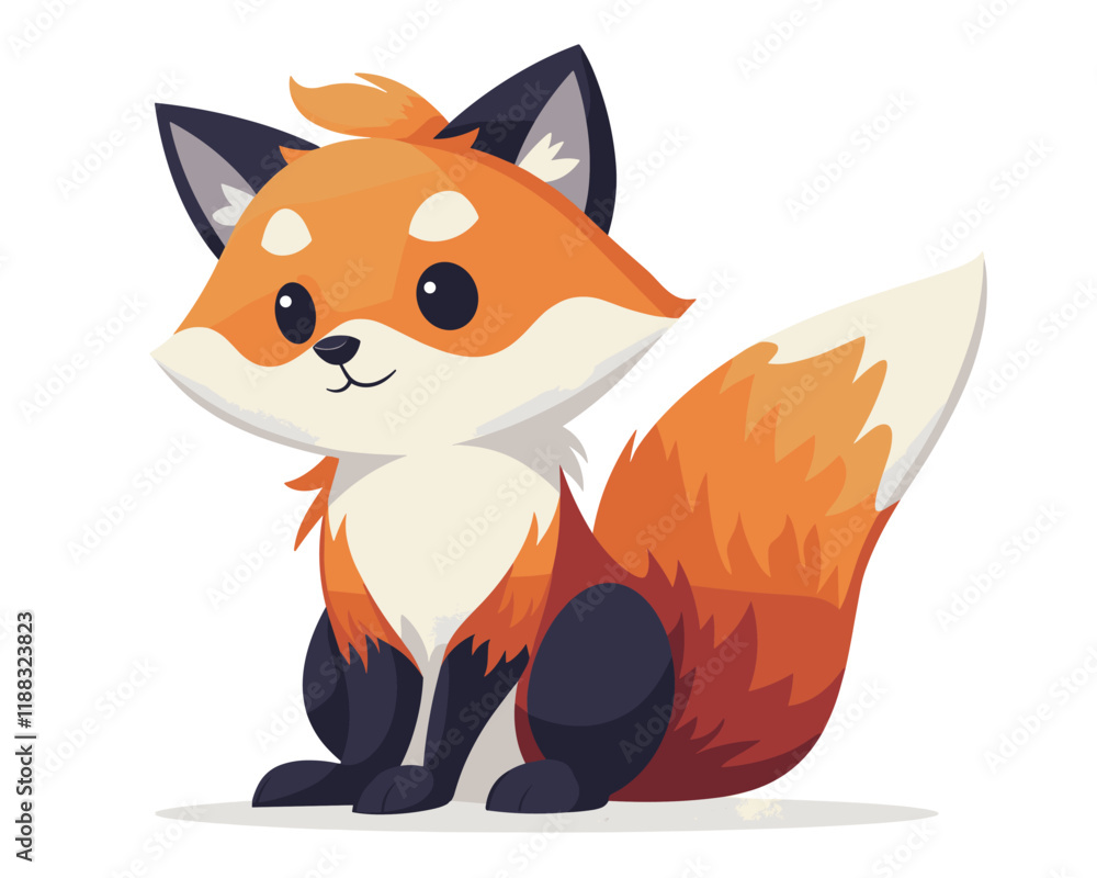 Cute red fox. Vector illustration of a cartoon character Cute red fox. Vector illustration of a cartoon character
