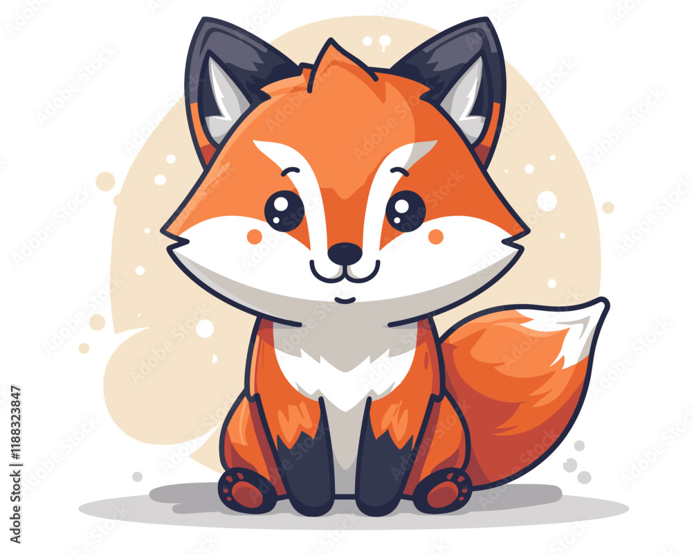 Cute cartoon fox. Vector illustration of a cute little fox Cute cartoon fox. Vector illustration of a cute little fox