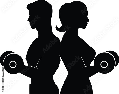 A man and woman fitness silhouette