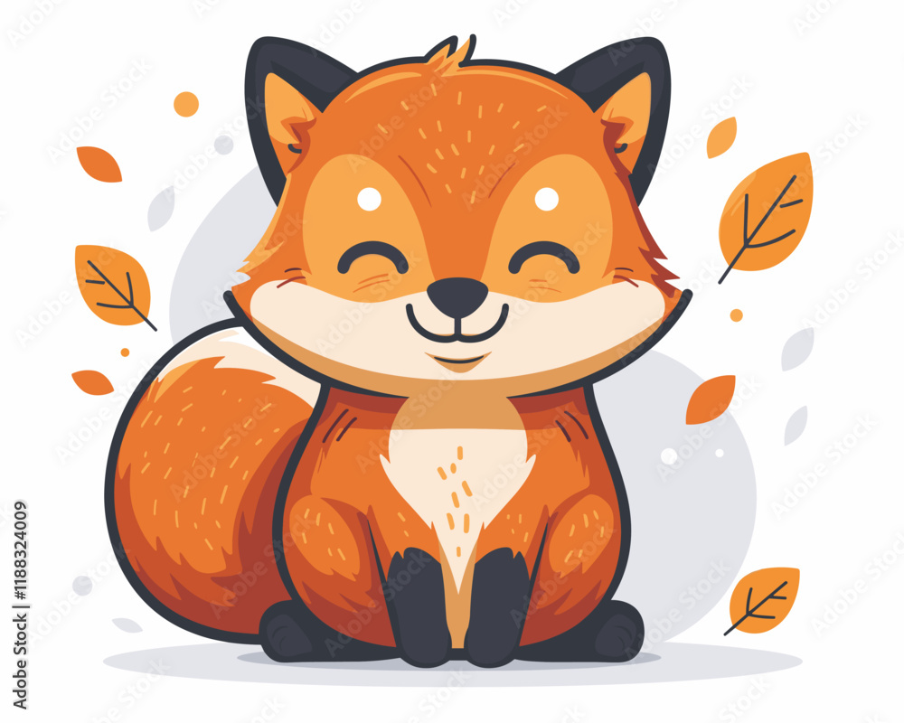 Cute red fox. Vector illustration of a cartoon character Cute red fox. Vector illustration of a cartoon character