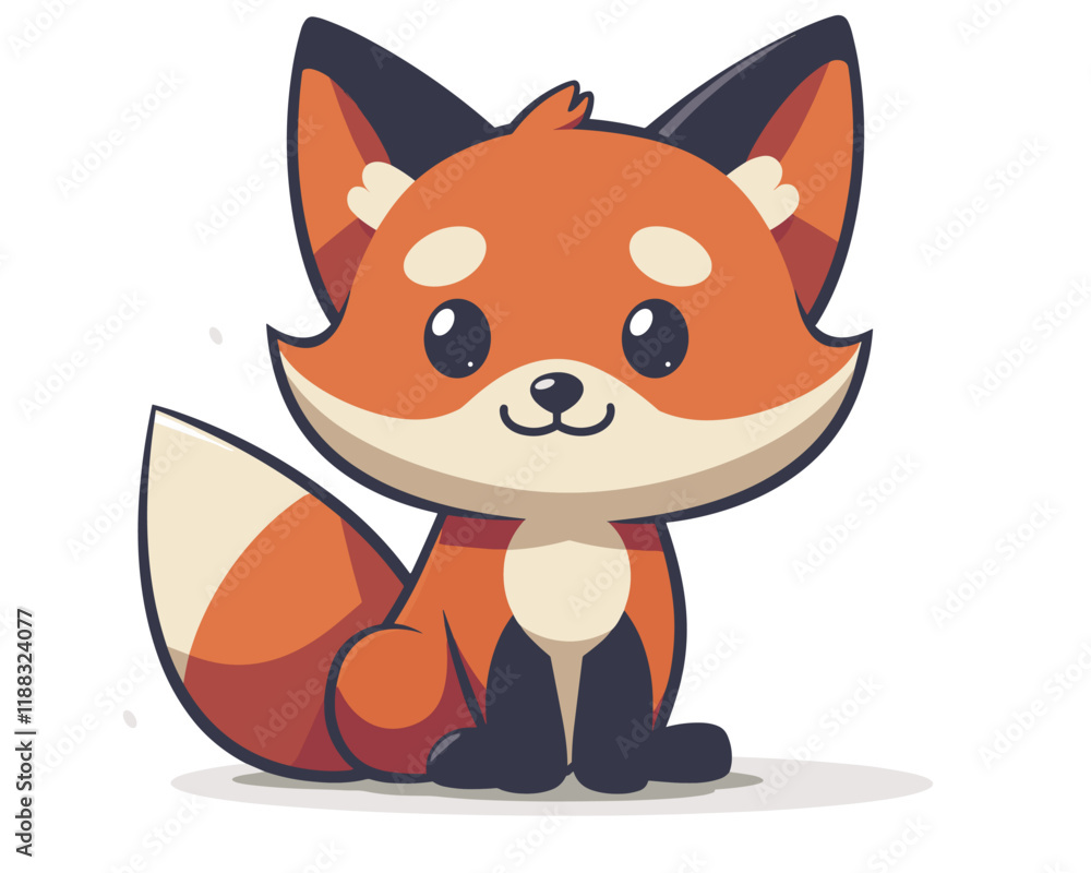 Cute red fox. Vector illustration of a cartoon character Cute red fox. Vector illustration of a cartoon character