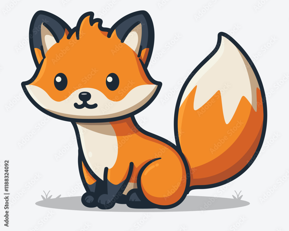 Fototapeta premium Cute cartoon fox. Vector illustration of a cute little fox