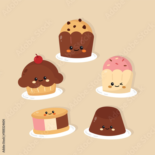 Cute Hand Drawn Dessert Character Illustration