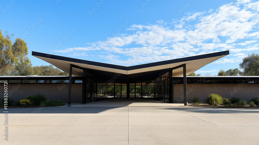 Modern architecture of bungalow with garden Modern architecture of bungalow with garden