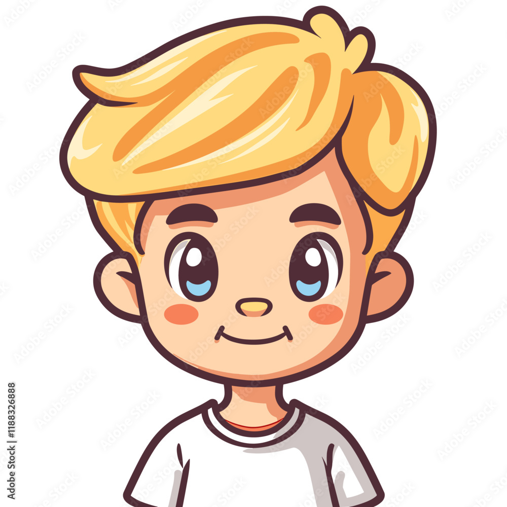Cute Boy Smiling and Looking at the Camera Cartoon Vector Illustration. Cute Boy Smiling and Looking at the Camera Cartoon Vector Illustration.