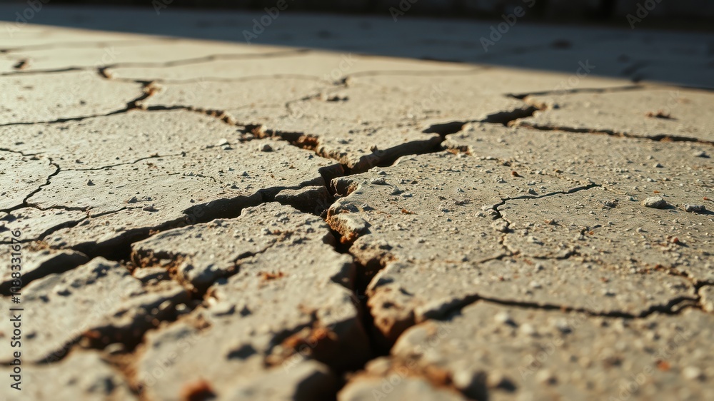 Obraz premium The Parched Earth Reveals Cracks in the Surface, a Testament to the Harshness of Drought