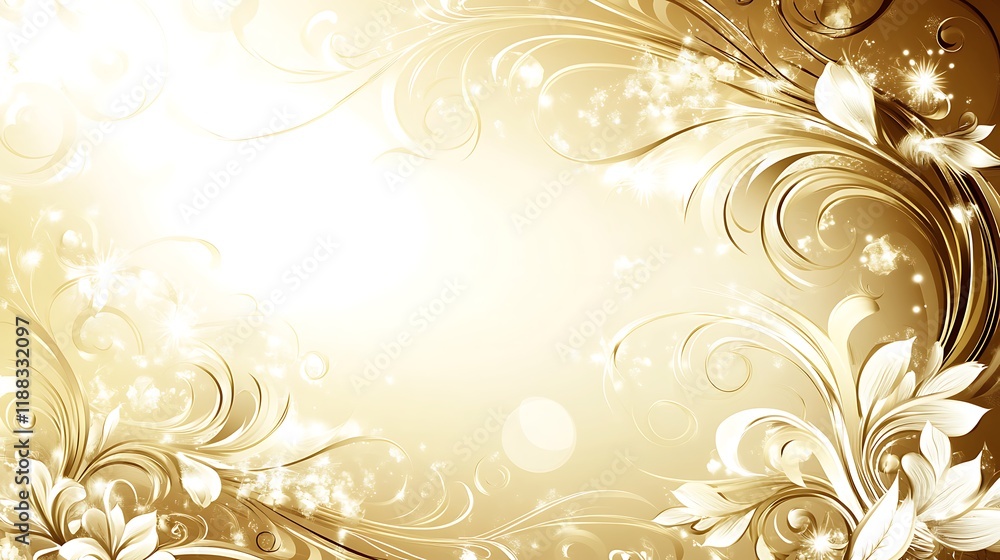 Elegant Golden Floral Design Background Image Elegant Golden Floral Design Background Image