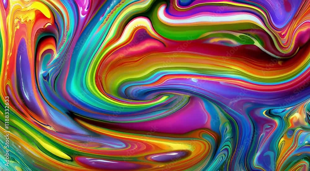 A vibrant abstract painting with flowing colors of blue, purple, green, yellow, orange, and red. The colors swirl and mix together to create a sense of movement and energy. A vibrant abstract painting with flowing colors of blue, purple, green, yellow, orange, and red. The colors swirl and mix together to create a sense of movement and energy.