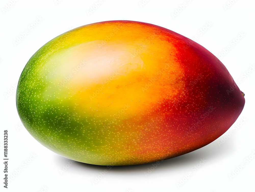 Ripe Mango Fruit Shows Vibrant Colors and Texture on a Clean White Background. Ripe Mango Fruit Shows Vibrant Colors and Texture on a Clean White Background.