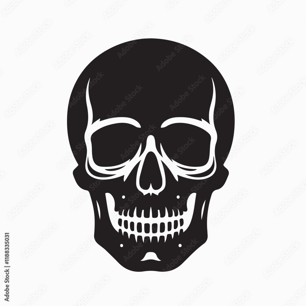 Obraz premium human skull front view vector 