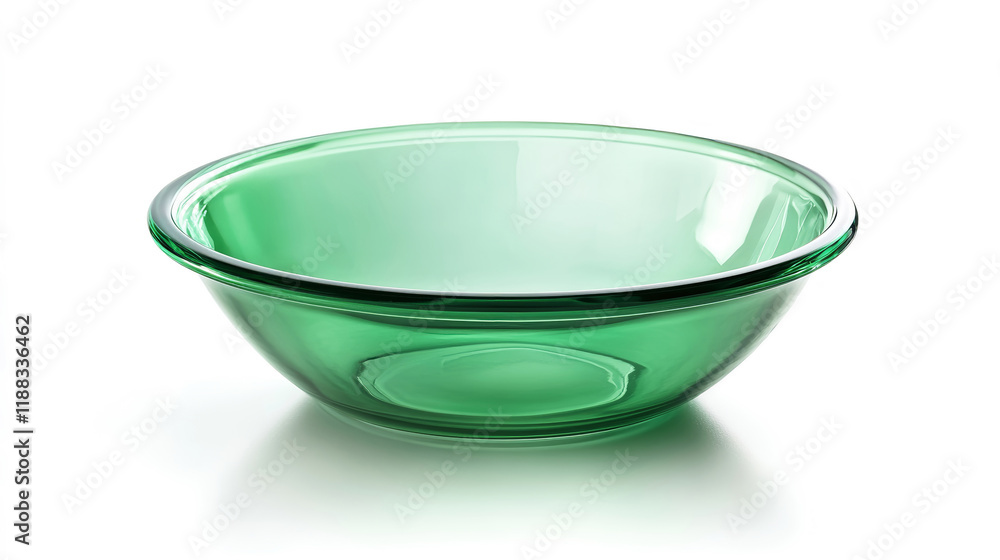 Elegant green glass baking dish isolated in a bright studio setting showcasing its sleek and shiny design Elegant green glass baking dish isolated in a bright studio setting showcasing its sleek and shiny design