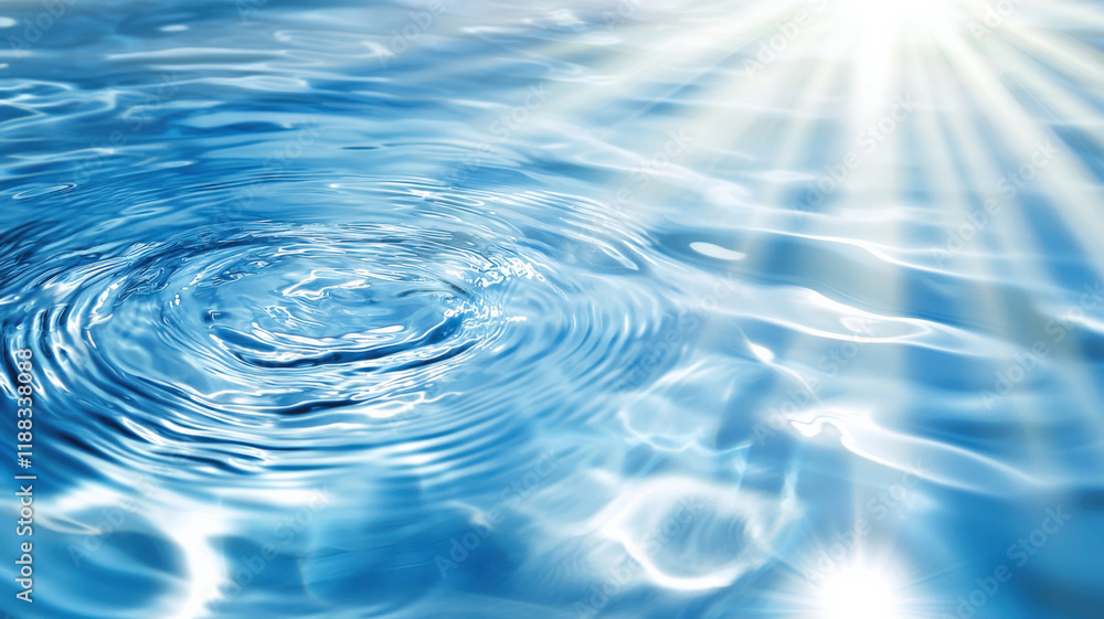 A sparkling water surface with sun rays dancing on gentle ripples, creating a serene and tranquil atmosphere that captures the beauty of nature