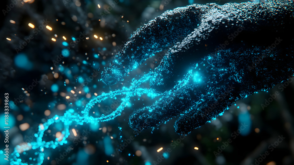 Biotechnology background with elements such as DNA strands, microscopes and molecular structures. Symbolizing the growth and success of technology.