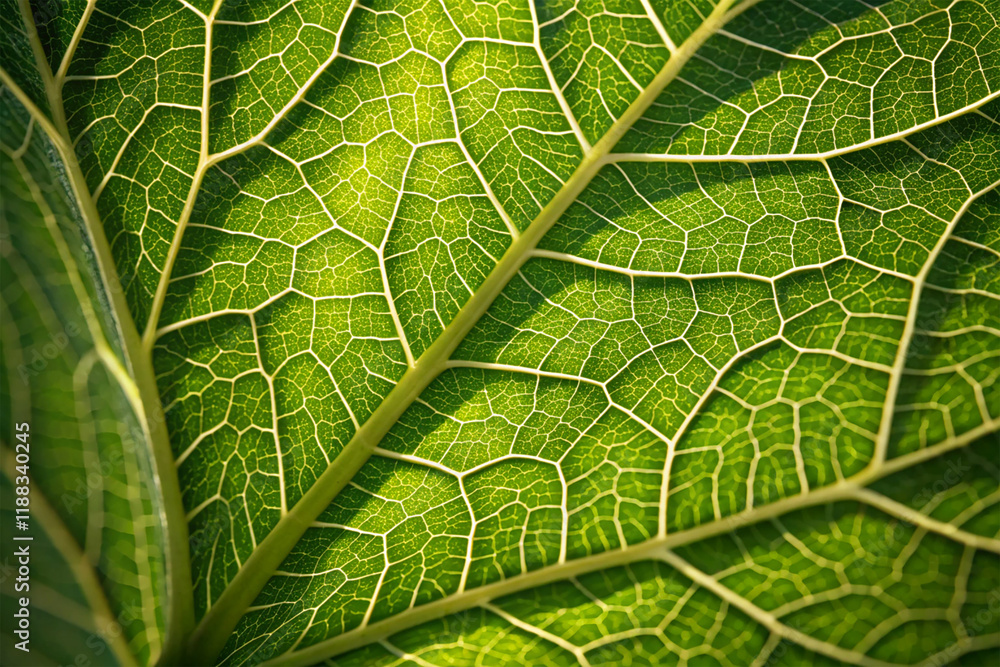 Fototapeta premium Macro shot of a green leaf vein