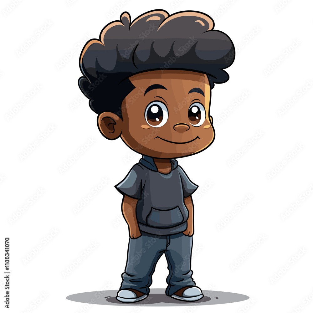 cute little black boy character vector illustration design on a white background. cute little black boy character vector illustration design on a white background.