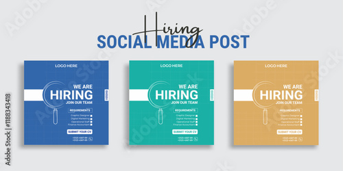 We are hiring recruitment open job vacancy design vector social media post banner template