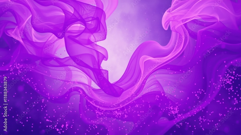 Fototapeta premium Abstract Purple Swirling Smoke with Scattered Sparkles and a Soft, Dreamy Glow