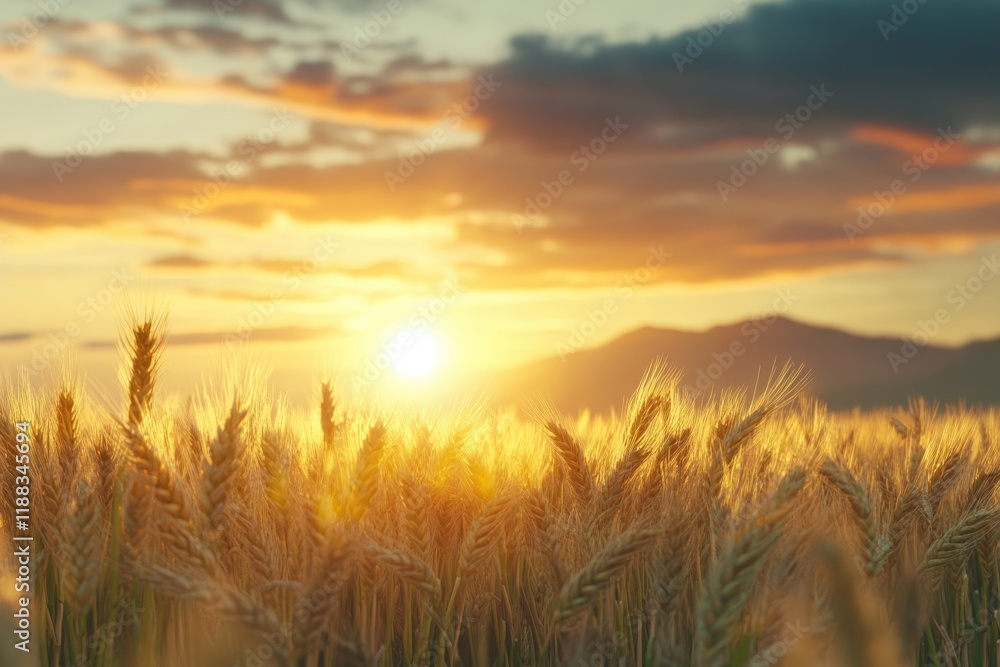 Meadow of wheat on sundown. Nature composition. Meadow of wheat on sundown. Nature composition.