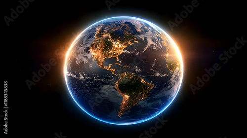 Wallpaper Mural Planet Earth Rotating Shows City Lights Illuminating Beautifully at Night in Space Torontodigital.ca