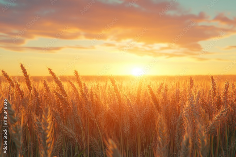 Ripe wheat at sunset. Landscape. Ripe wheat at sunset. Landscape.