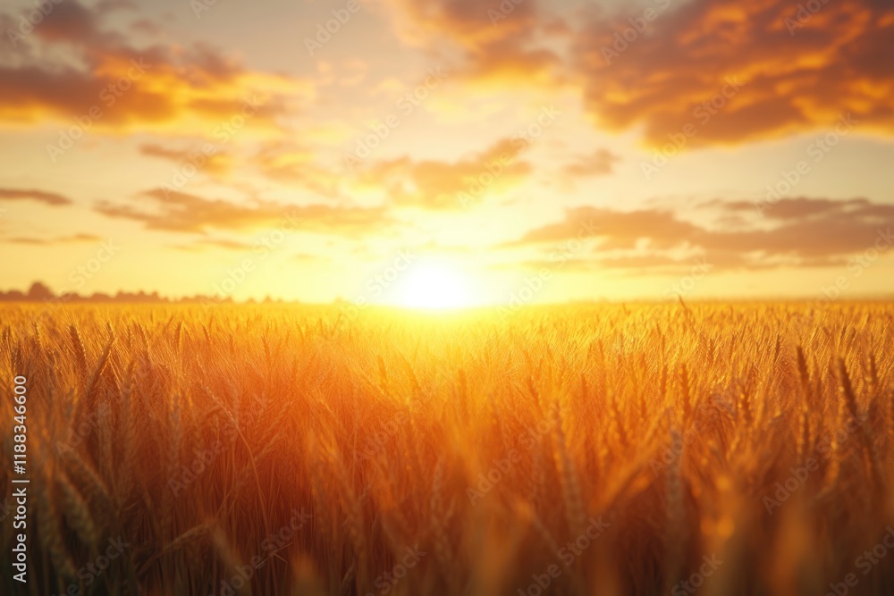 sunset on the field of wheat. Composition of nature