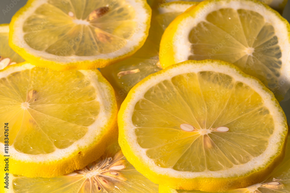 Closeup of sliced lemon textured background Closeup of sliced lemon textured background