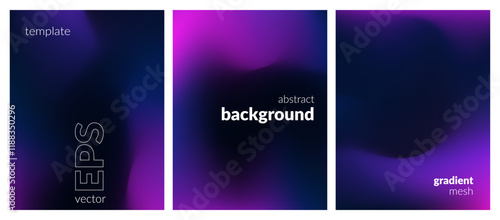 Abstract liquid background set. Neon color blend. Blurred fluid colors. Gradient mesh. Modern design template for posters, ad banners, brochures, flyers, covers, websites. EPS vector image