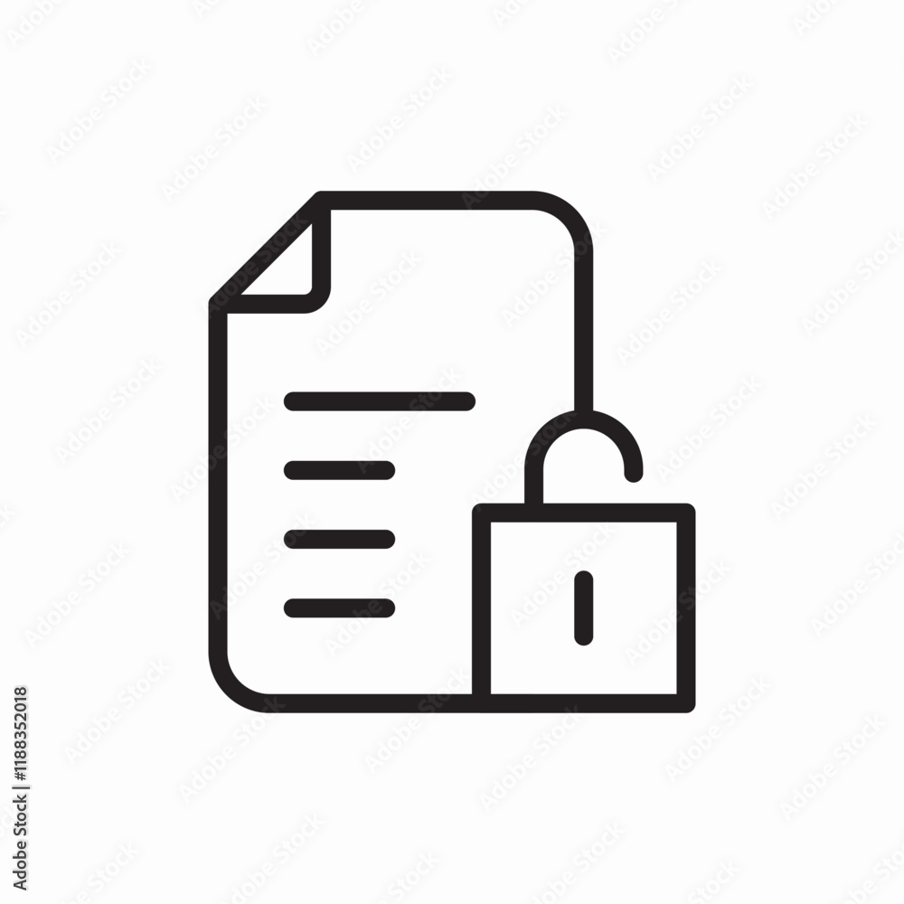 secure document lock icon vector sign secure document lock icon vector sign