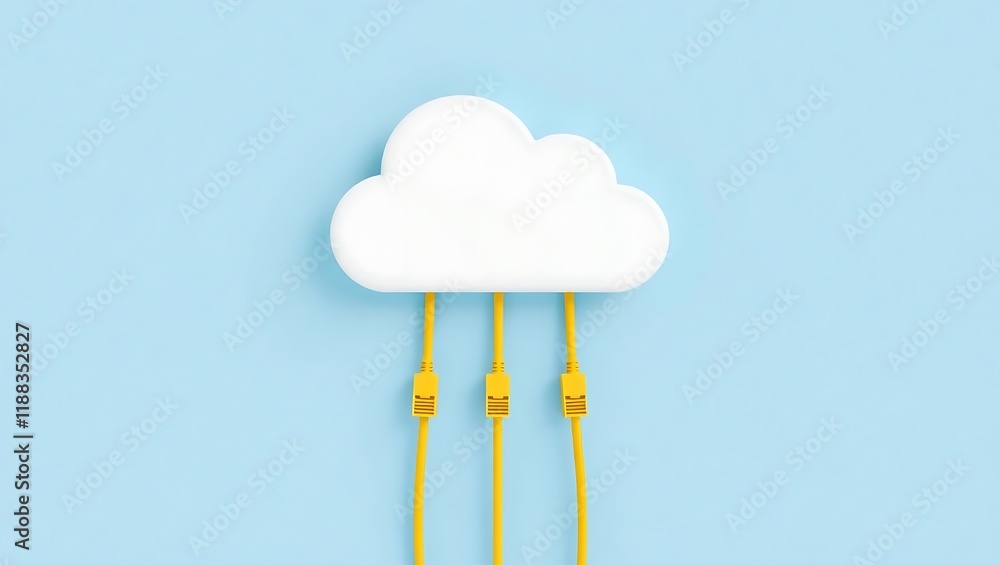 cloud computing, Ethernet cables,Cloud Computing and Network Connectivity Digital Illustration, data storage, network connectivity, Copy space. cloud computing, Ethernet cables,Cloud Computing and Network Connectivity Digital Illustration, data storage, network connectivity, Copy space.