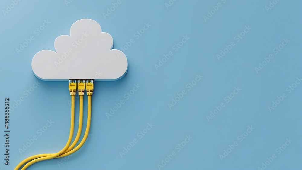 cloud computing, Ethernet cables,Cloud Computing and Network Connectivity Digital Illustration, data storage, network connectivity, Copy space. cloud computing, Ethernet cables,Cloud Computing and Network Connectivity Digital Illustration, data storage, network connectivity, Copy space.