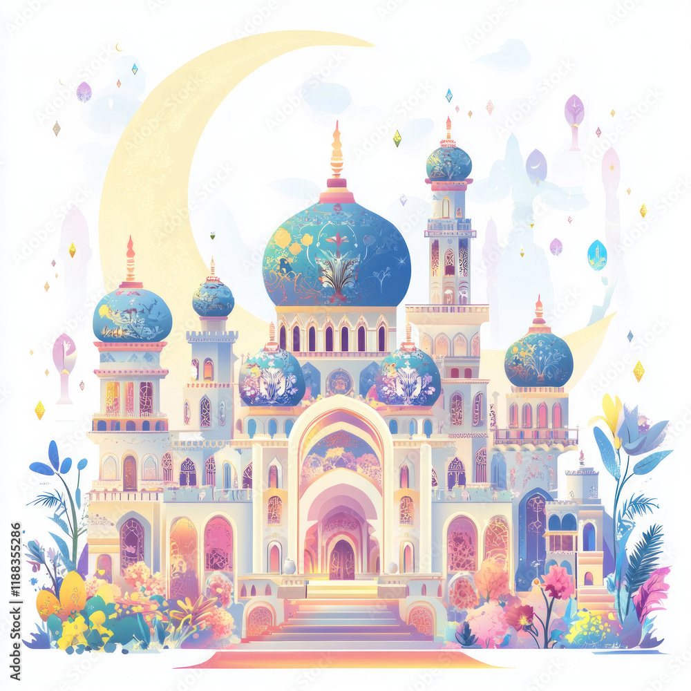 Whimsical Colorful Palace with Gardens Whimsical Colorful Palace with Gardens