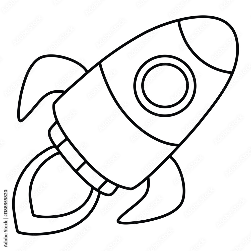 Rocket line coloring page illustration Rocket line coloring page illustration