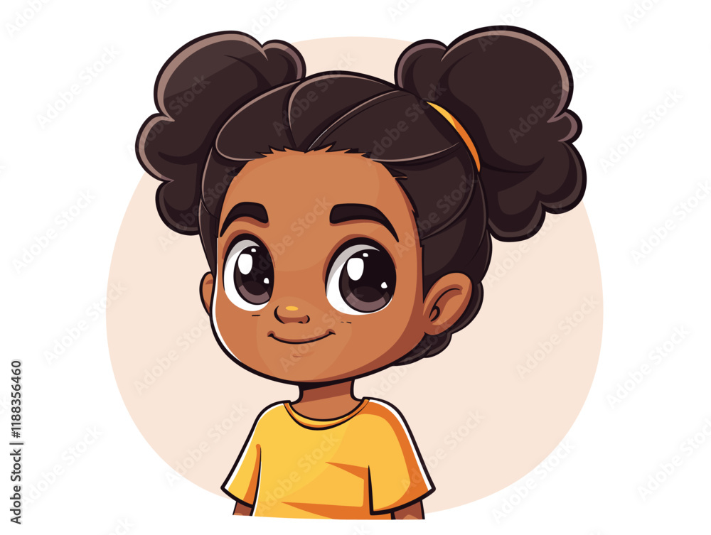 Cute African American girl with big eyes. Vector illustration Cute African American girl with big eyes. Vector illustration