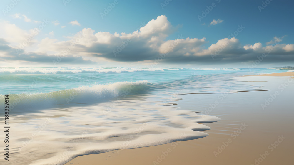 Obraz premium a sandy beach with a clear blue ocean