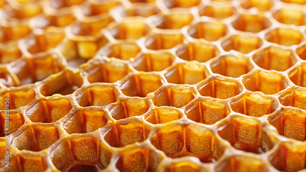 Macro of honeycomb with golden honey
Macro of honeycomb with golden honey