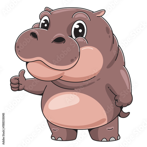 Cute Cartoon Hippo Character Illustration