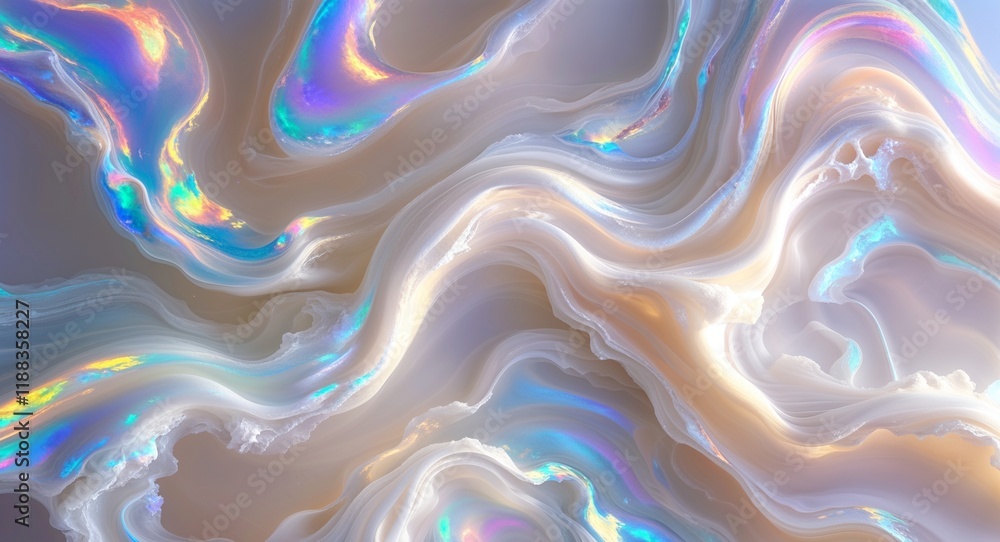 Obraz premium Iridescent Opal Swirls with White and Pastel Hues