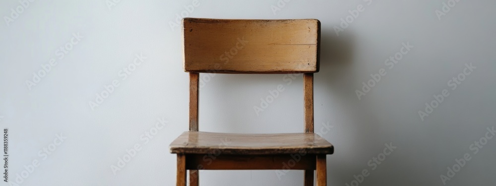 Simple Wooden Chair Against White Wall Minimalist Home Decor Rustic Furniture Simple Wooden Chair Against White Wall Minimalist Home Decor Rustic Furniture