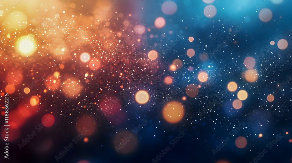 Abstract colorful bokeh lights with sparkling particles on dark background, creating a festive and dreamy atmosphere for creative projects and designs Abstract colorful bokeh lights with sparkling particles on dark background, creating a festive and dreamy atmosphere for creative projects and designs