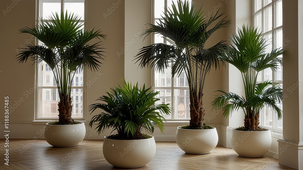 Obraz premium PNG Elegant indoor palm plant decor