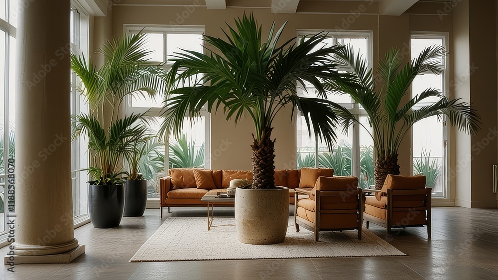 Fototapeta premium PNG Elegant indoor palm plant decor