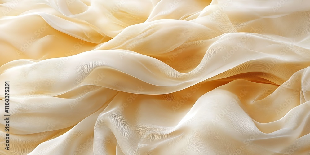 Obraz premium Draped cream silk fabric, soft folds, luxurious texture, elegant background, website design