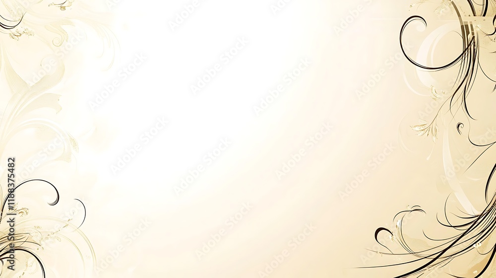 Elegant Beige Background With Swirling Floral Designs Elegant Beige Background With Swirling Floral Designs