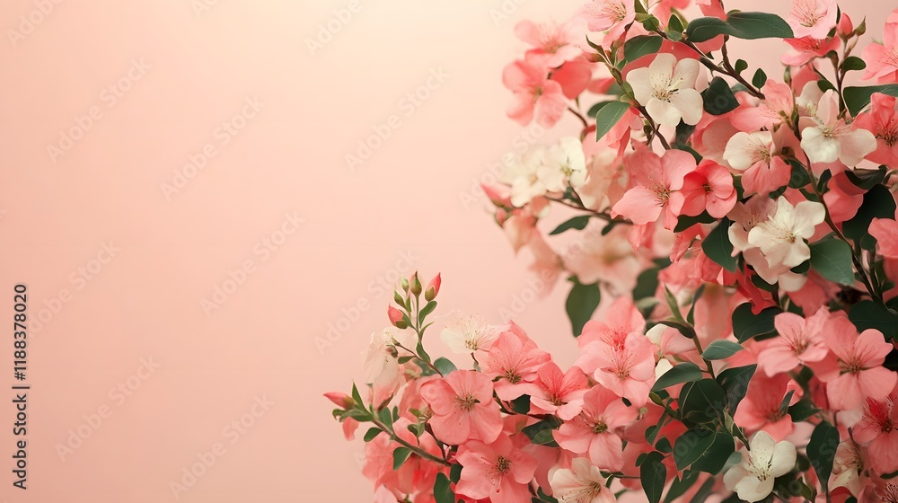 Fototapeta premium Delicate Pink Blossoms Against Soft Pink Background
